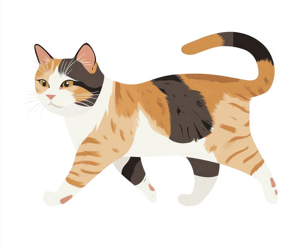 Scottish fold cat walking illustration animal design.