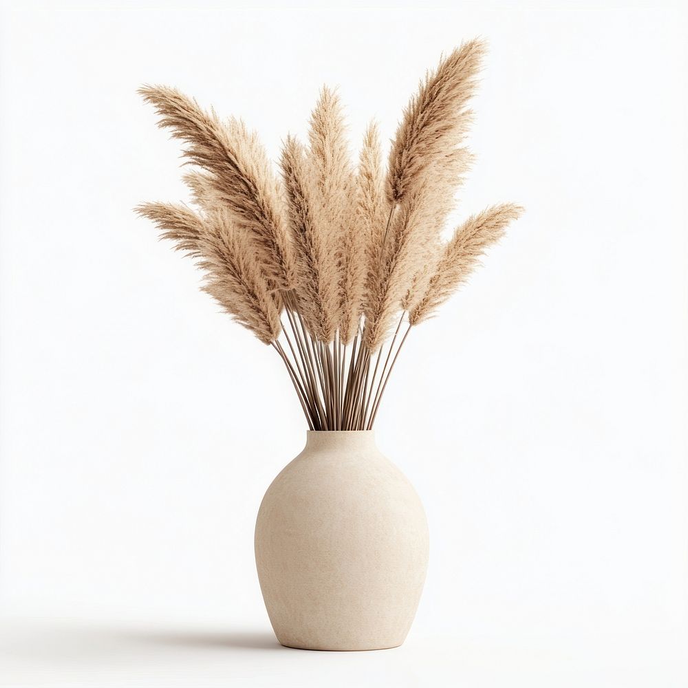 Pampas grass in a vase beige arrangement decorative.