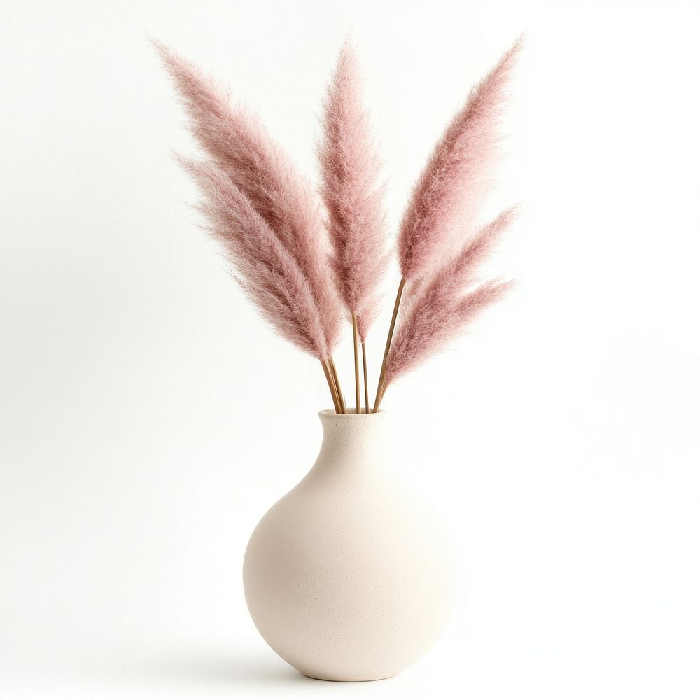 Pink pampas grass in a vase soft minimalist decoration.