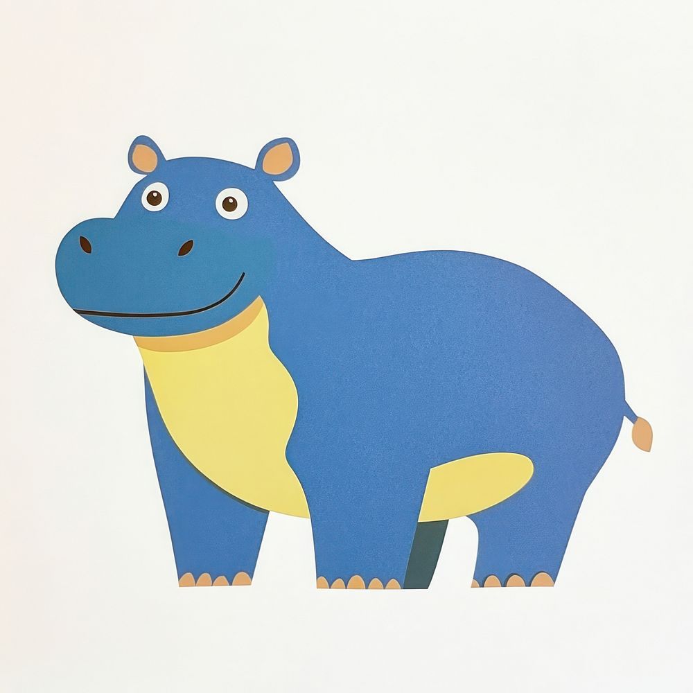 Papercut cute hippo playful animal hippopotamus.