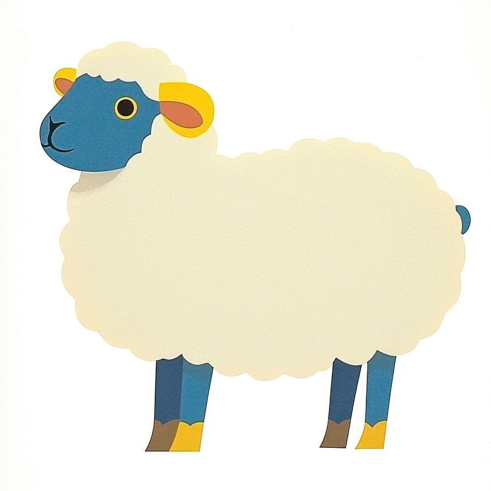 Papercut cute sheep animal illustration livestock.