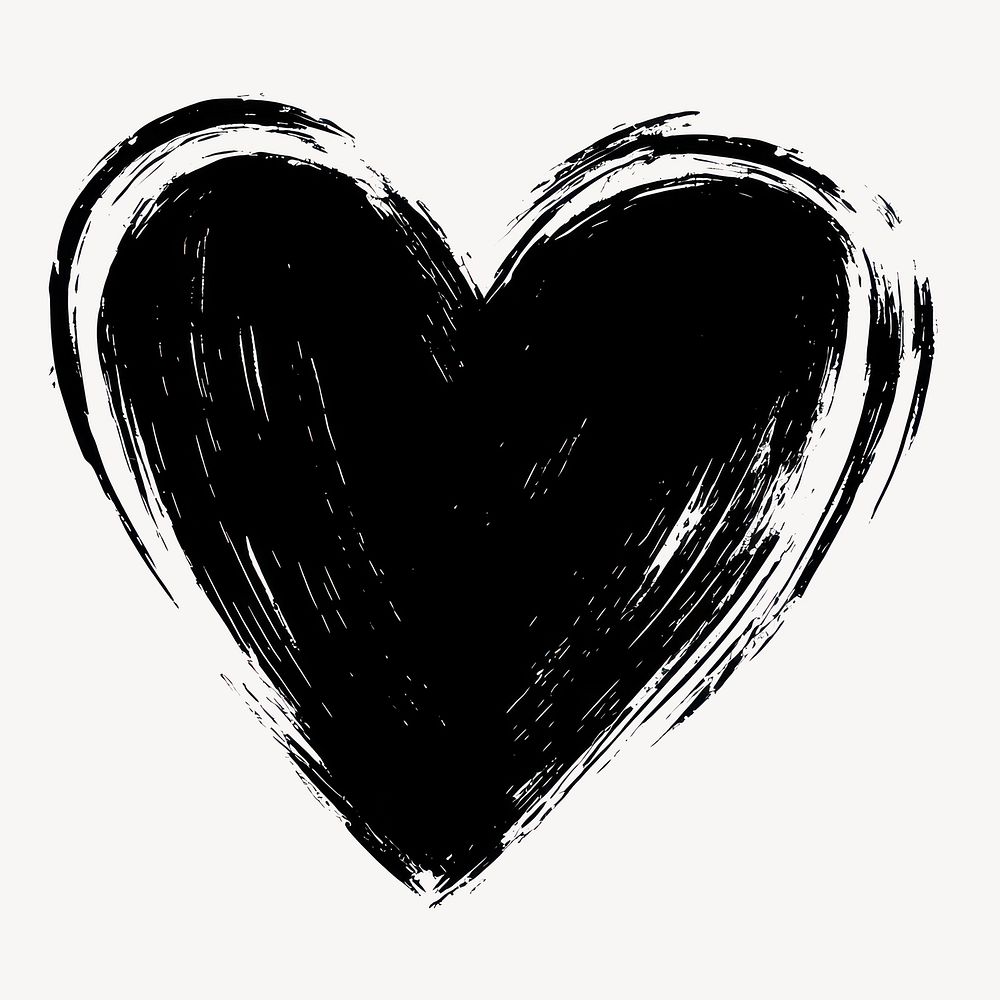 Doodle heart stroke black brush vector