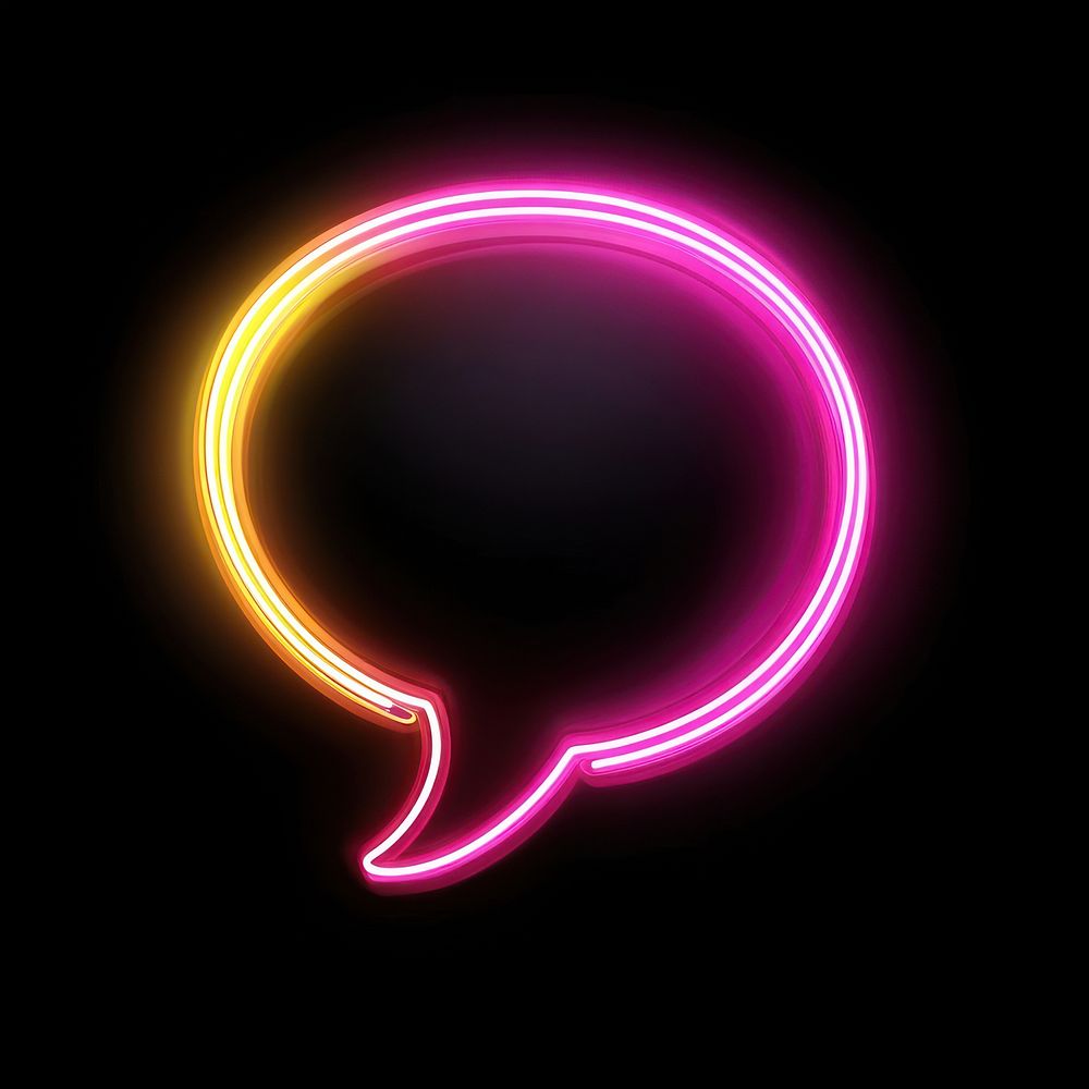 Speech bubble icon neon background effect.