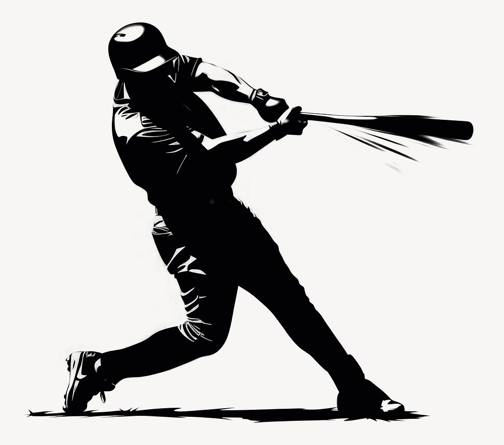 Baseball player silhouette sports black vector