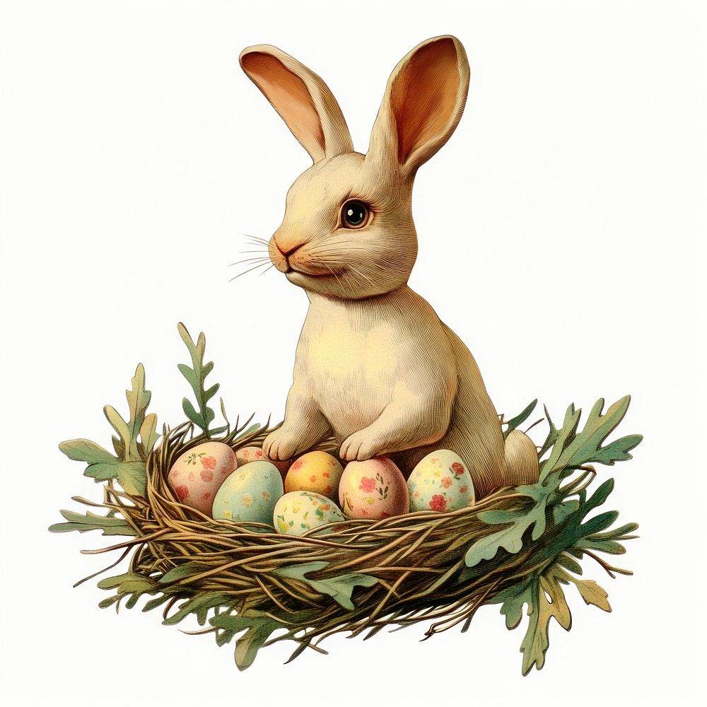 Easter bunny illustration rabbit nest.