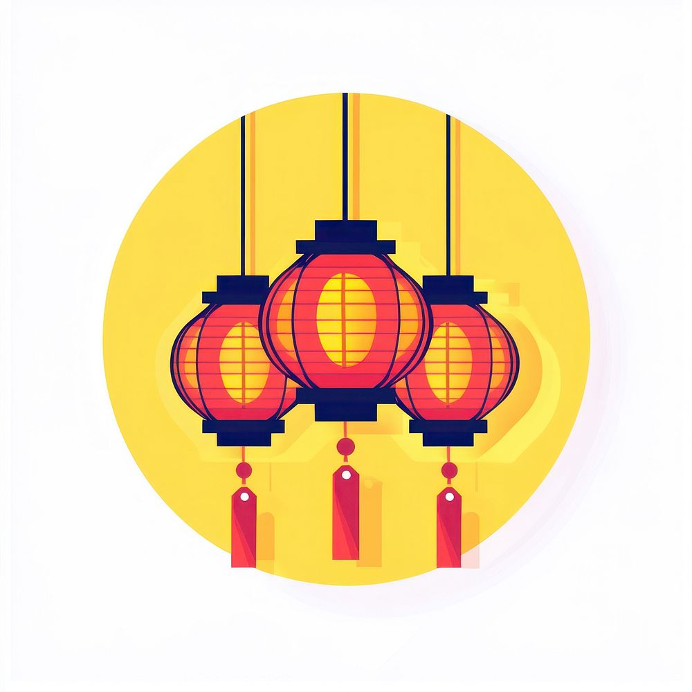 Chinese gold ingot icon illustration lanterns chinese.