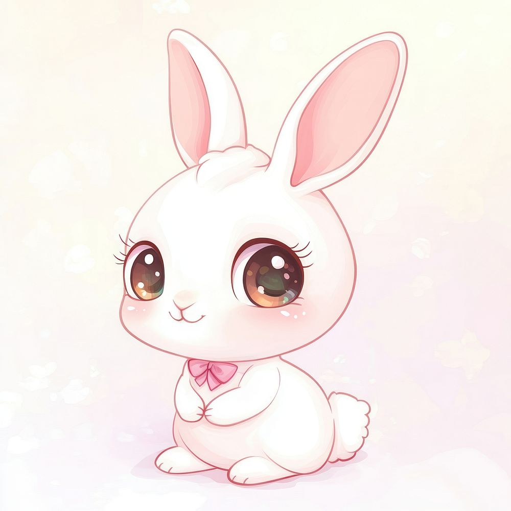 White easter bunny art illustration pink.