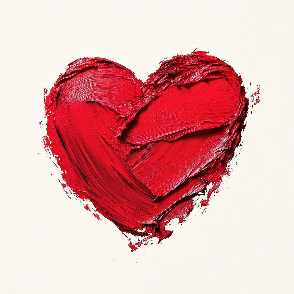 A red heart painted with brush strokes painting symbol accessories.