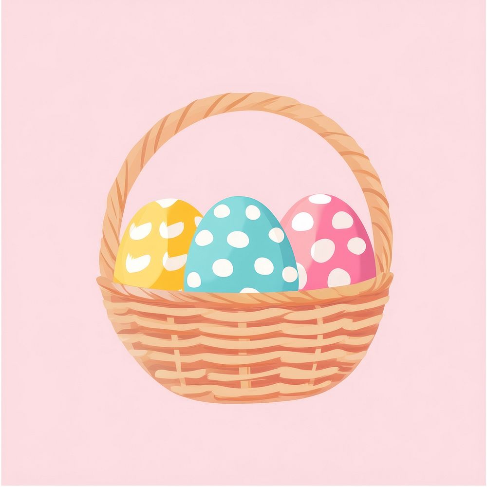 Basket eggs colorful easter.