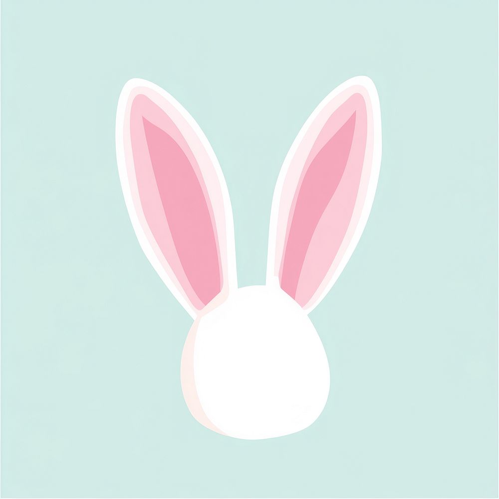 White Bunny ears bunny illustration minimalist.