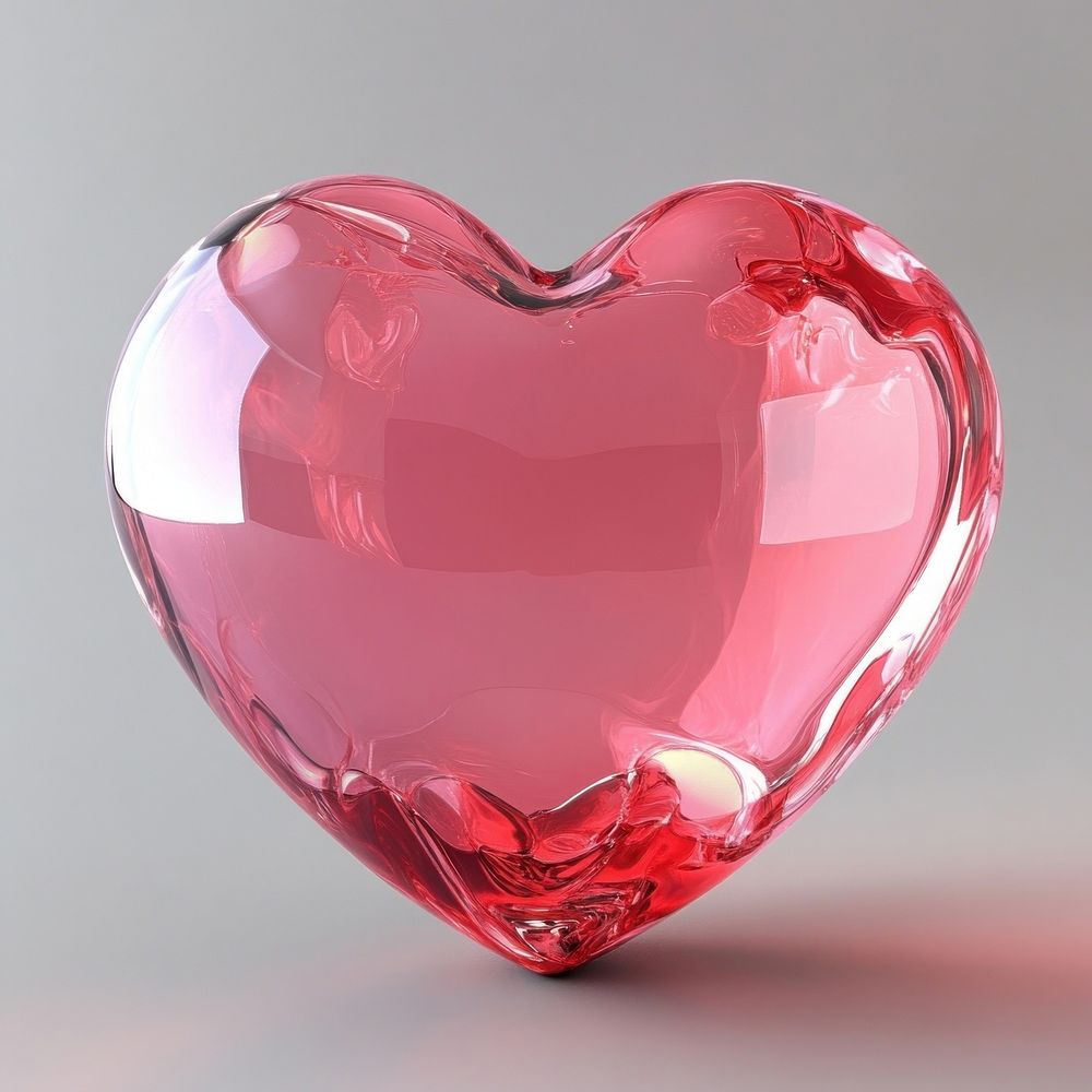 Red heart-shape transparent symbol glass.