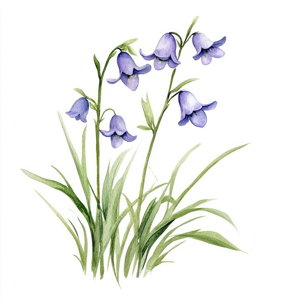 Aesthetic spring Bluebells flower flowers art illustration.