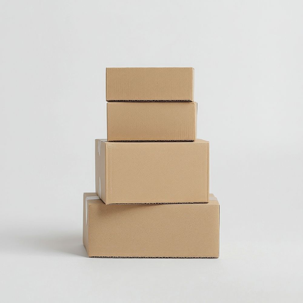 Stack of cardboard boxes packaging materials shipping.