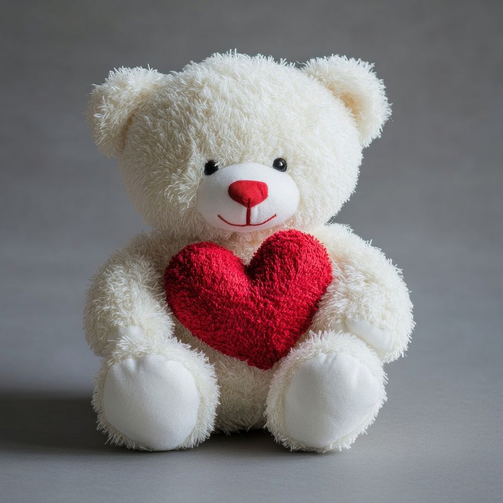 White teddy bear toy day valentine's.