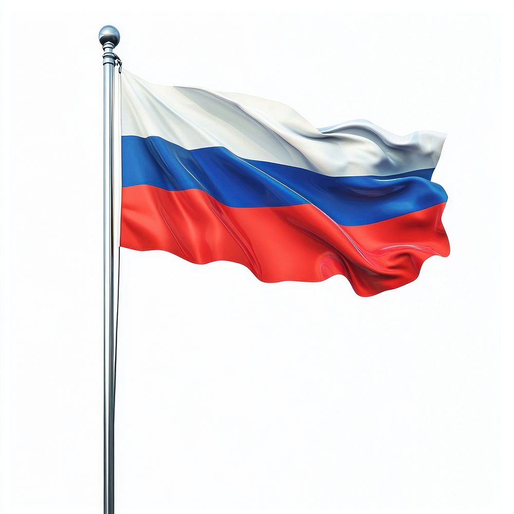 Waving Russia flag on a flagpole russia waving white.