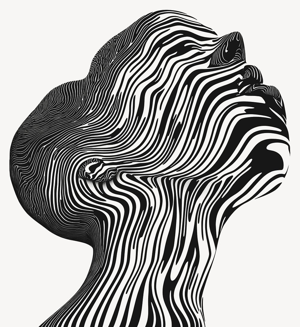 Human line illusion element zebra black white vector