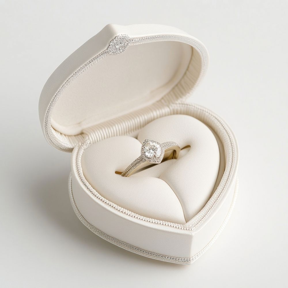 Ring box in the shape of a heart diamond jewelry heart-shaped.