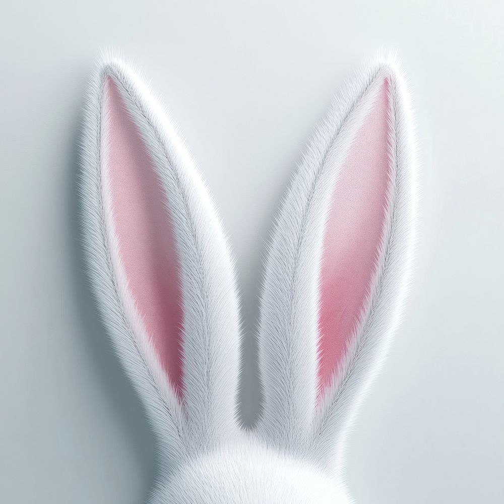 White rabbit ears animal pink illustration.