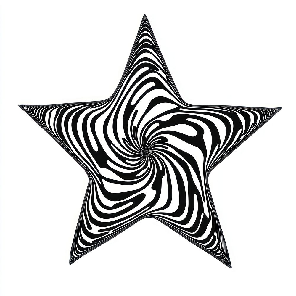 Star flat line illusion psychedelic zebra black.