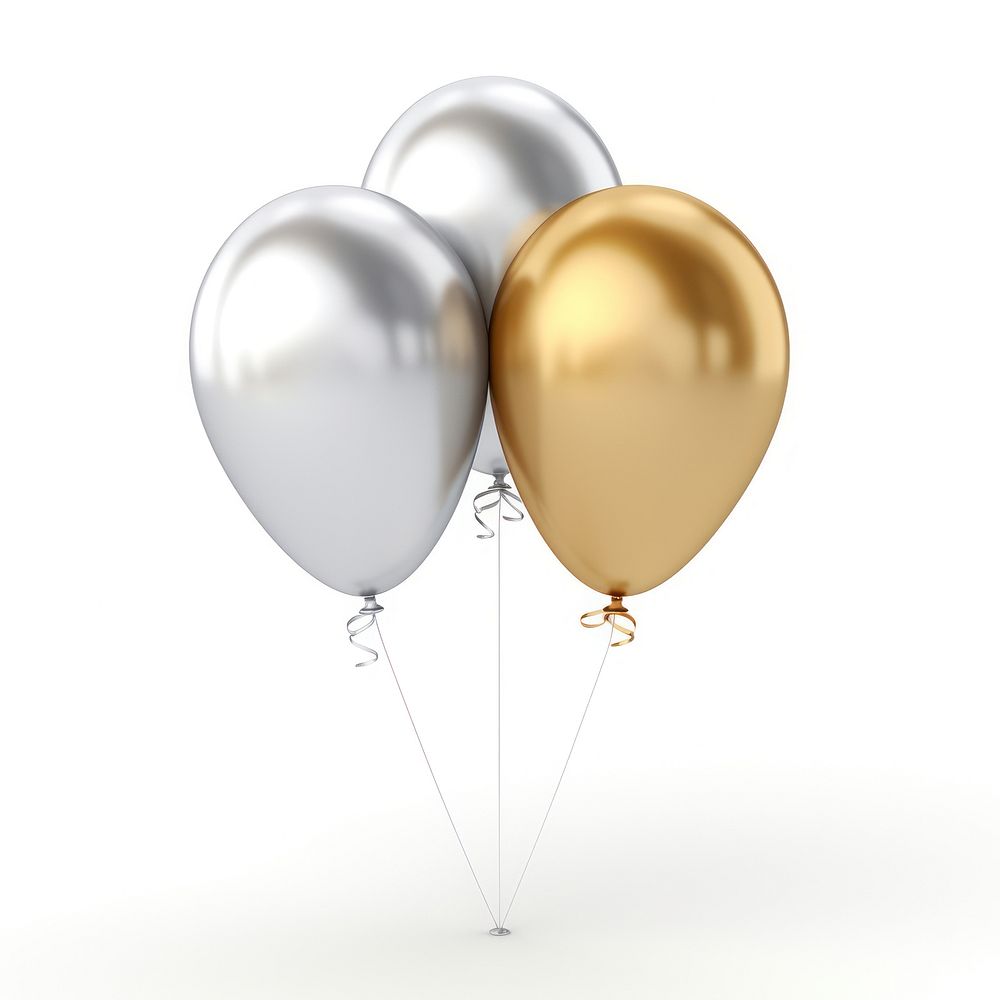 Golden and silver balloons accessories arrangement celebration.