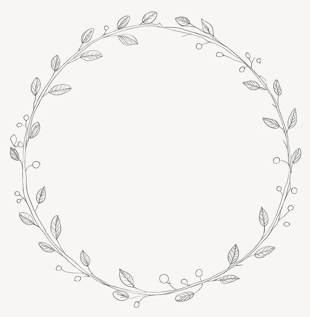 Botanical illustration circle frame vector