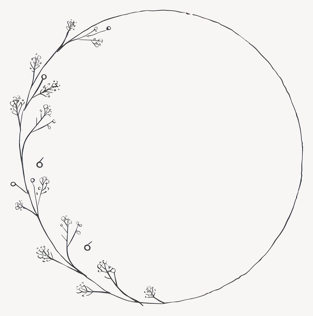 Botanical illustration minimal circle vector