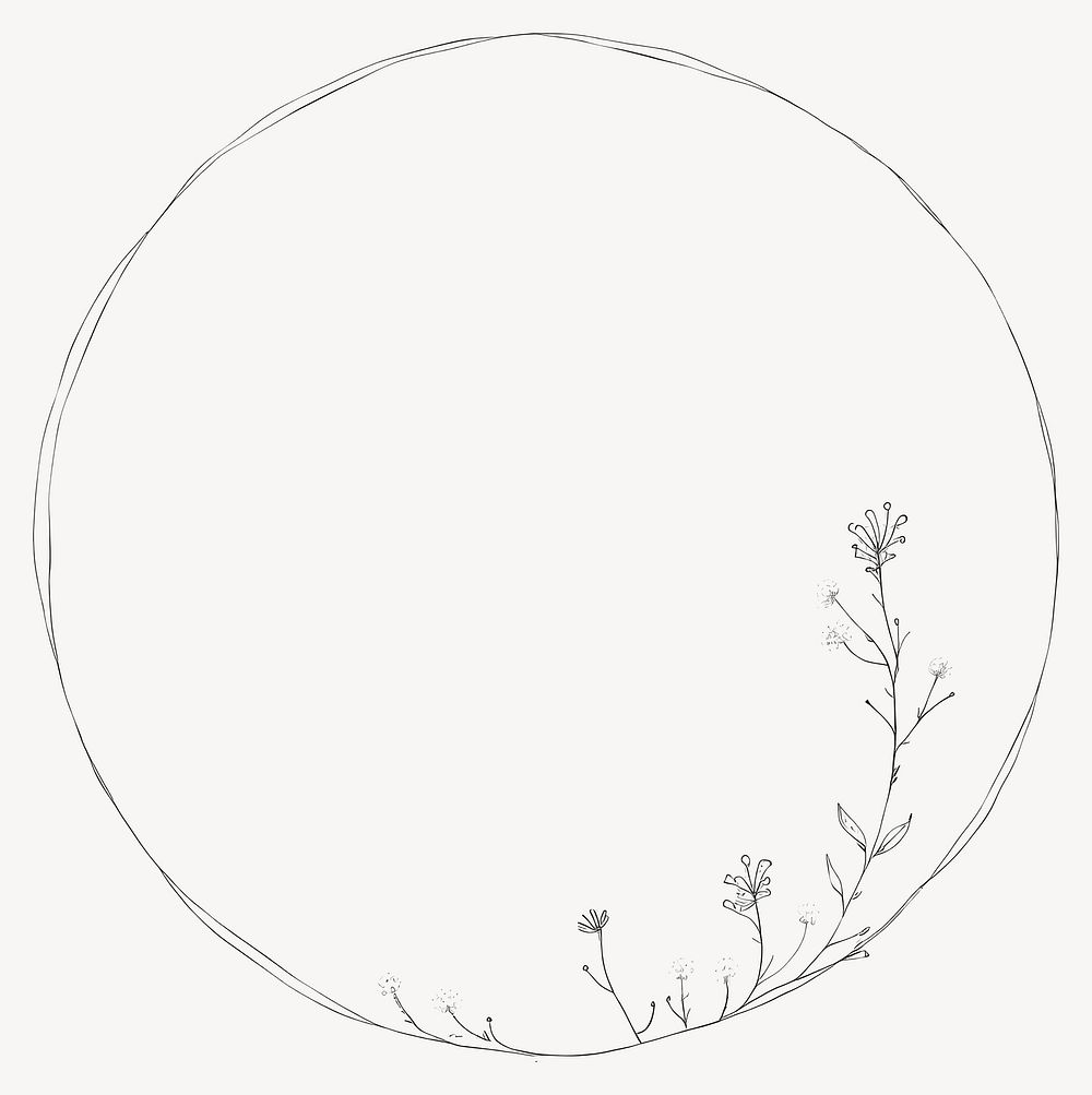 Botanical illustration circle frame vector