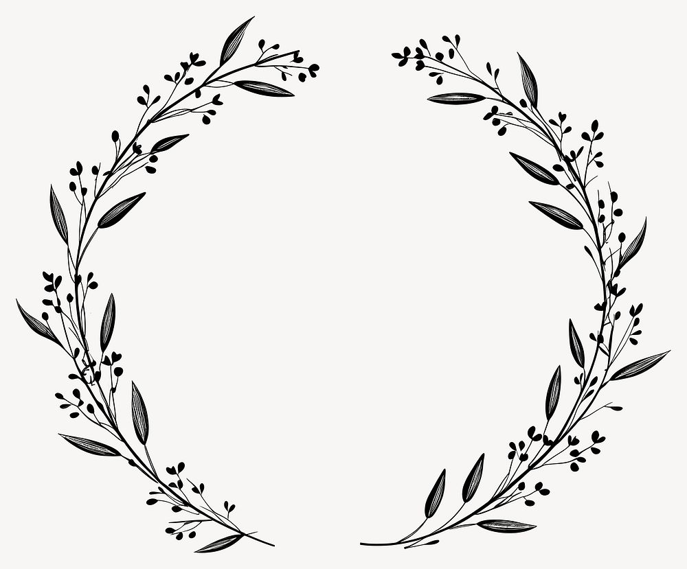 A minimal line frame botanical circle illustration vector