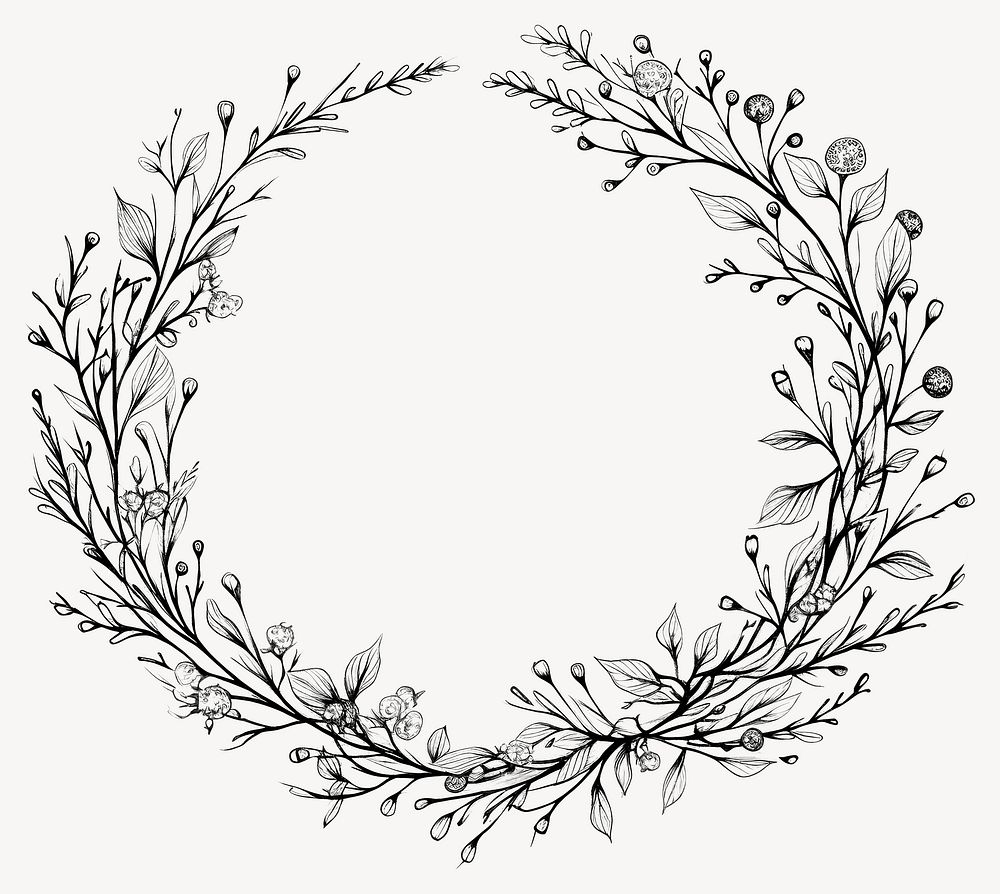 Botanical illustration sketch wreath vector