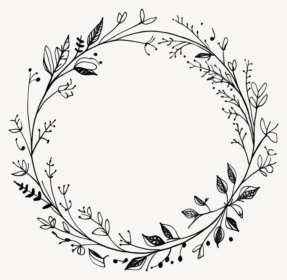 Botanical art illustration wreath vector