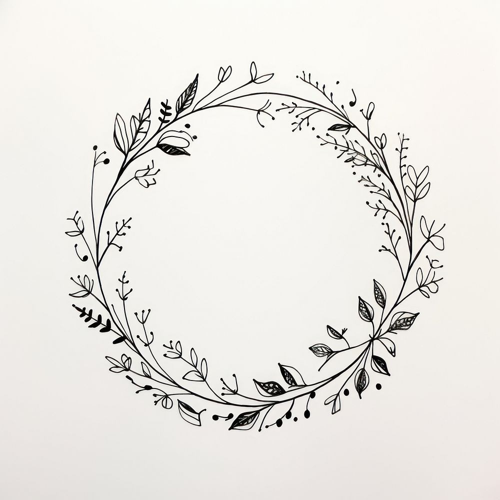 Botanical art illustration wreath.