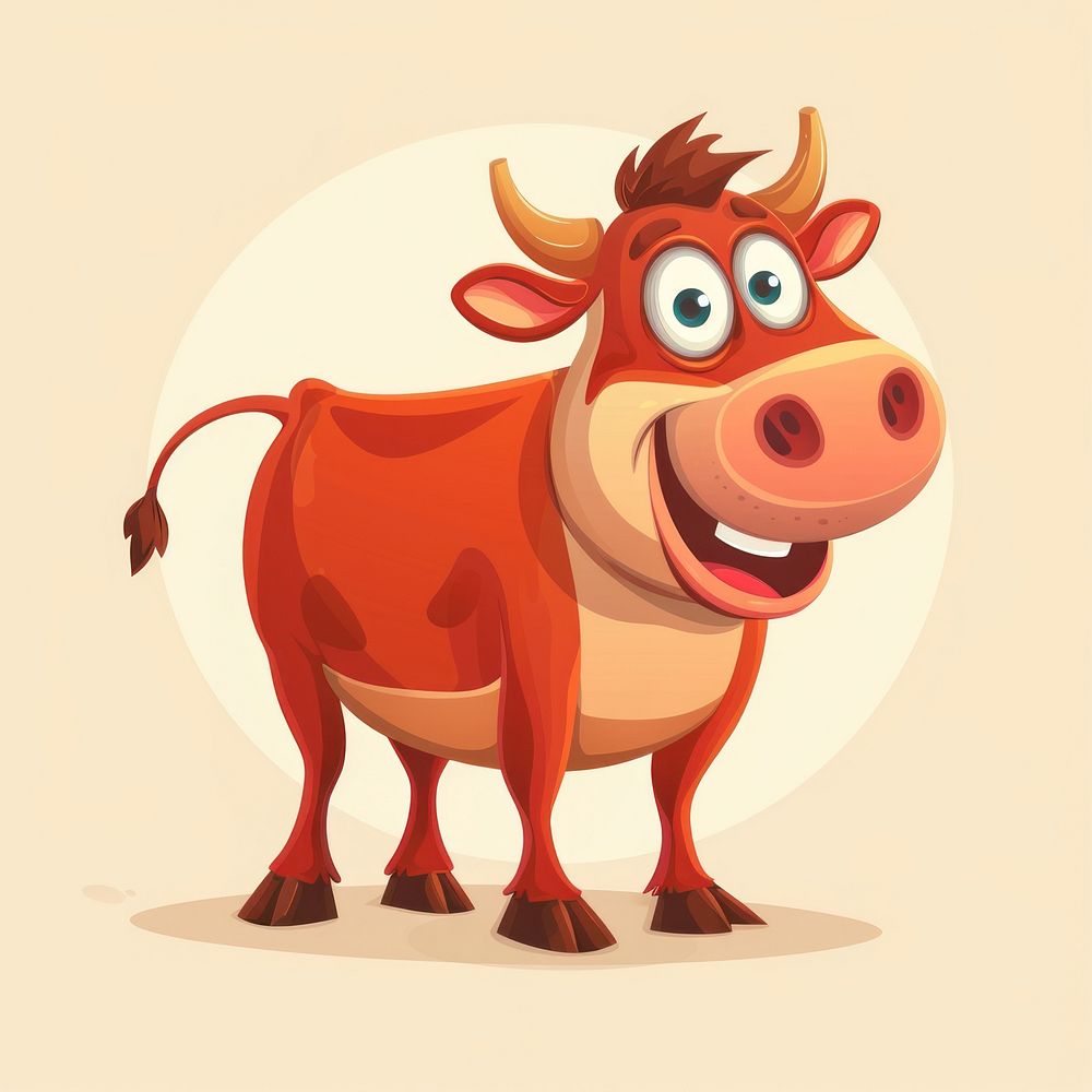 Brown cow animal illustration cartoon.