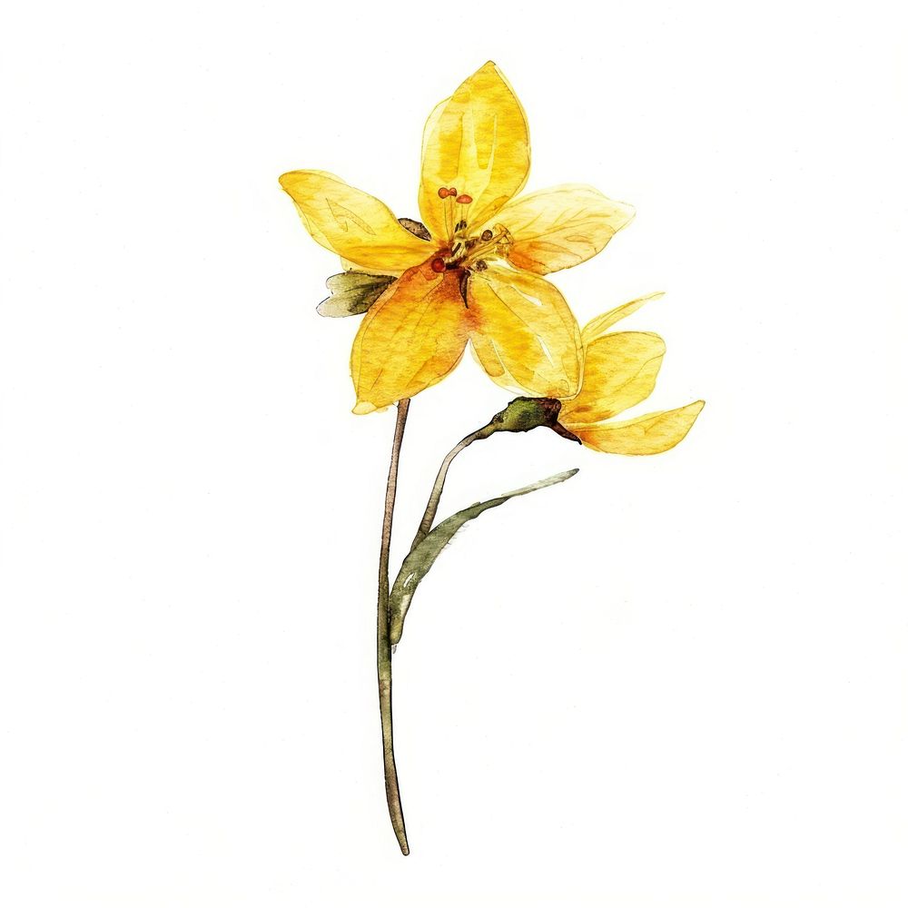 Tiny yellow flower watercolor illustration asteraceae.