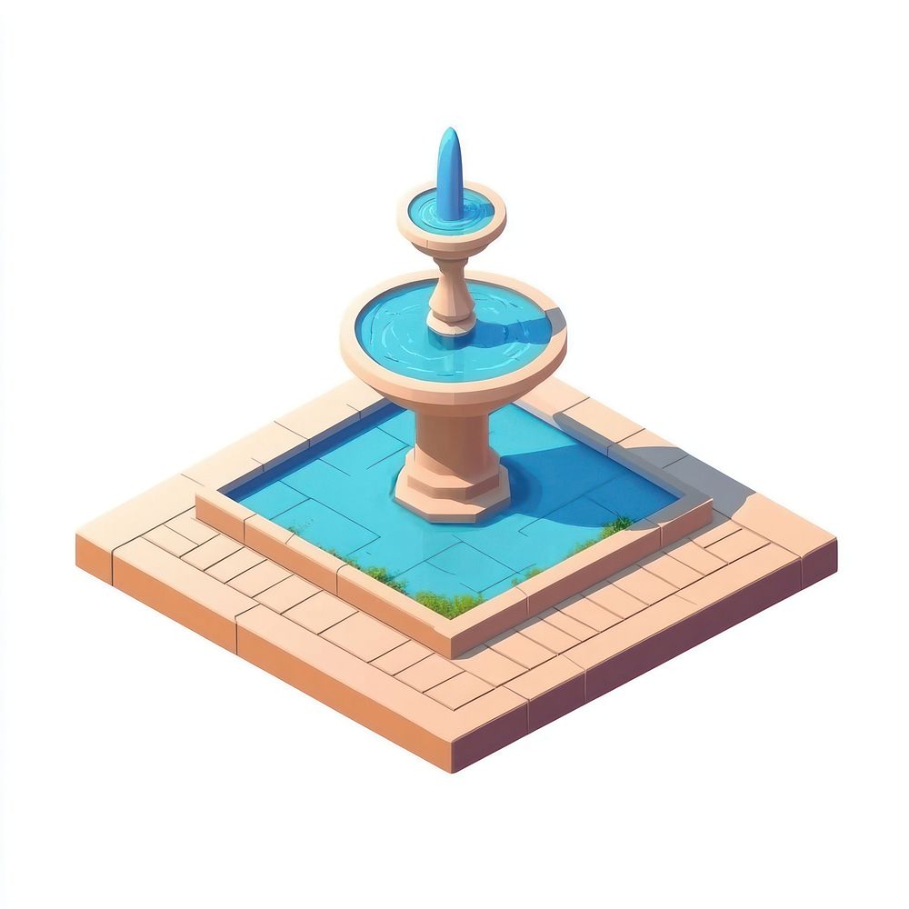 Fountain fountain isometric square.