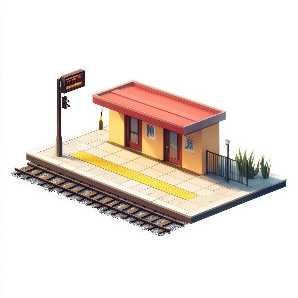 Train station train isometric railway.