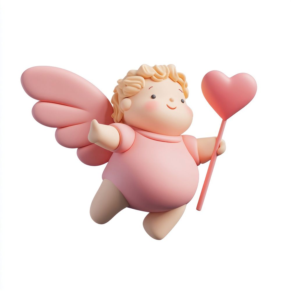 Chubby flying cupid heart style wand.