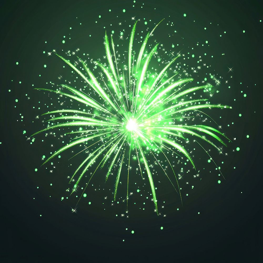 Green bright firework fireworks celebration night.