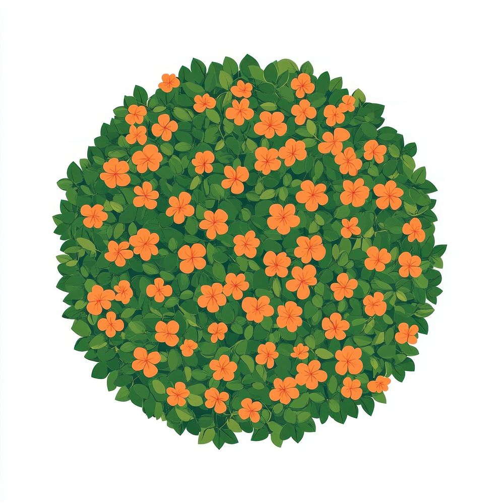 Circular orange flower hedges flowers illustration pattern.