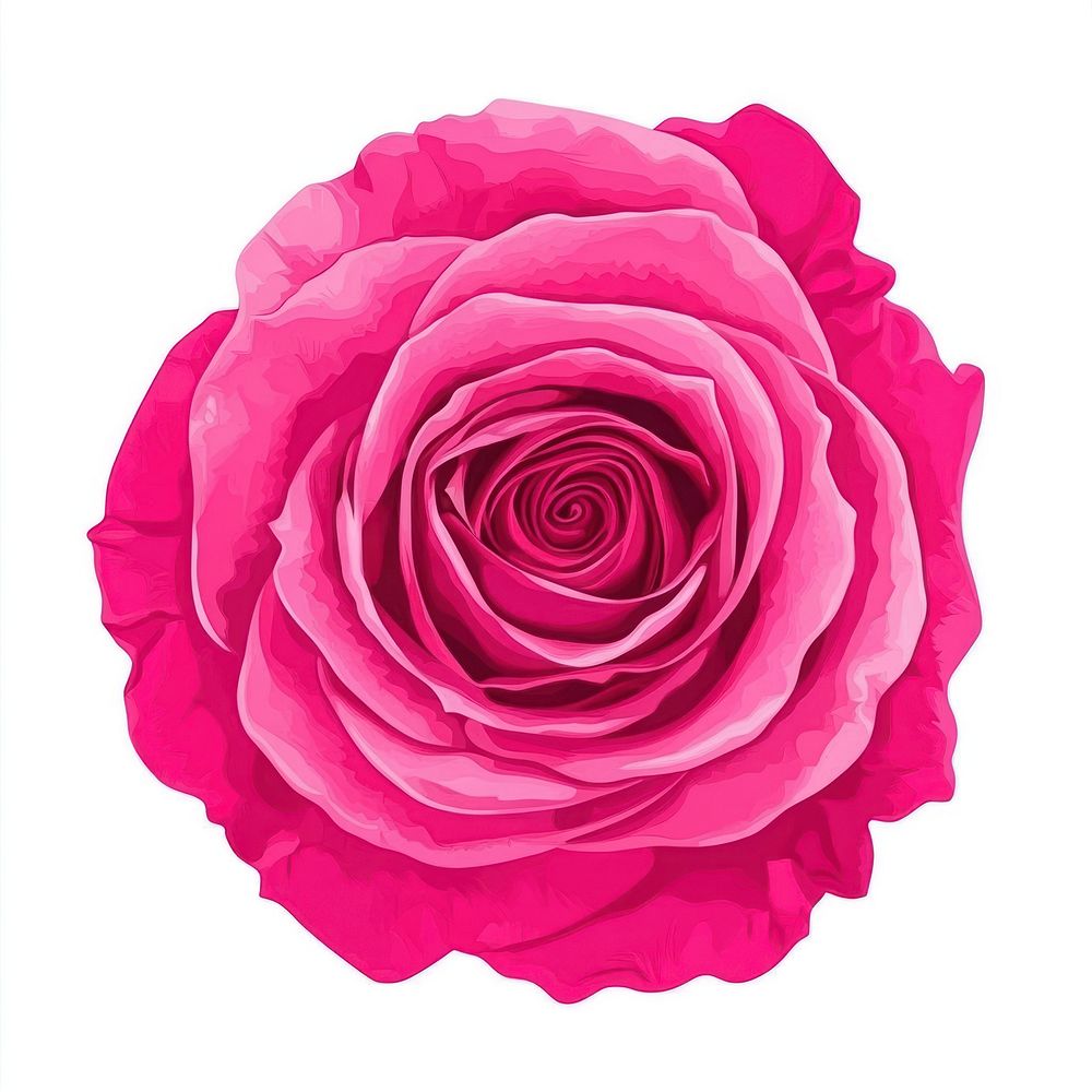 Real pink rose flower illustration botanical blossom.