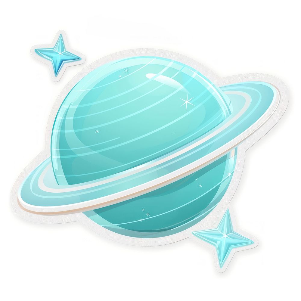 Planet Saturn with depicting two stars astronomy space illustration.