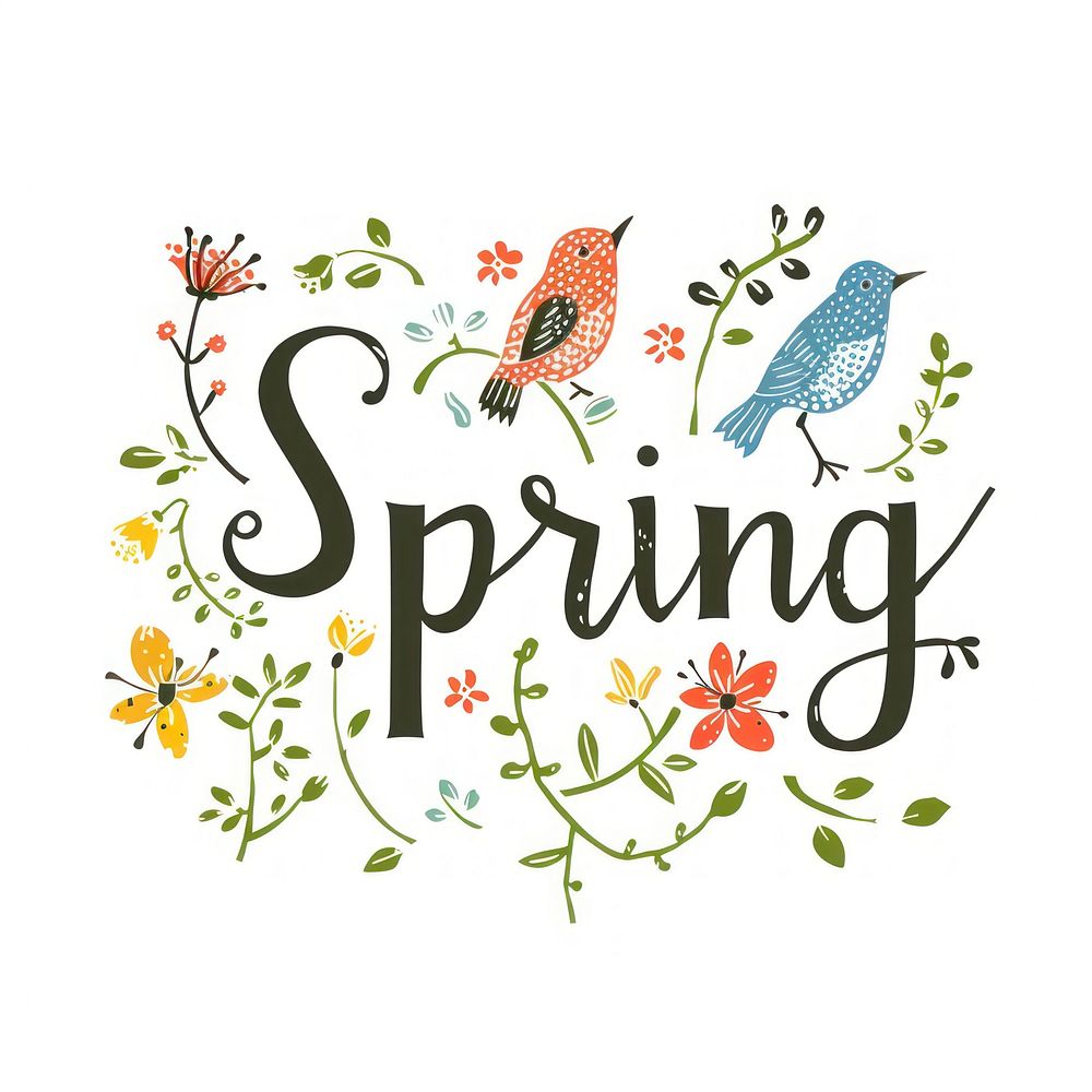 Illustration spring birds art.