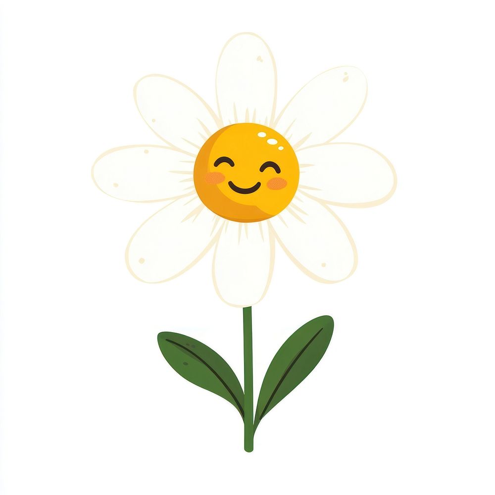 Cute smile chamomile flower illustration daisy plant.