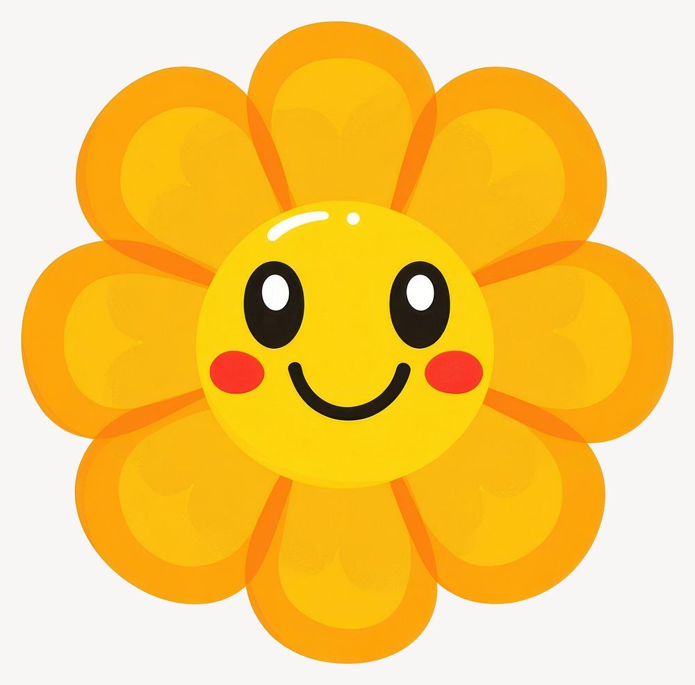 Cute smile flower illustration yellow face vector