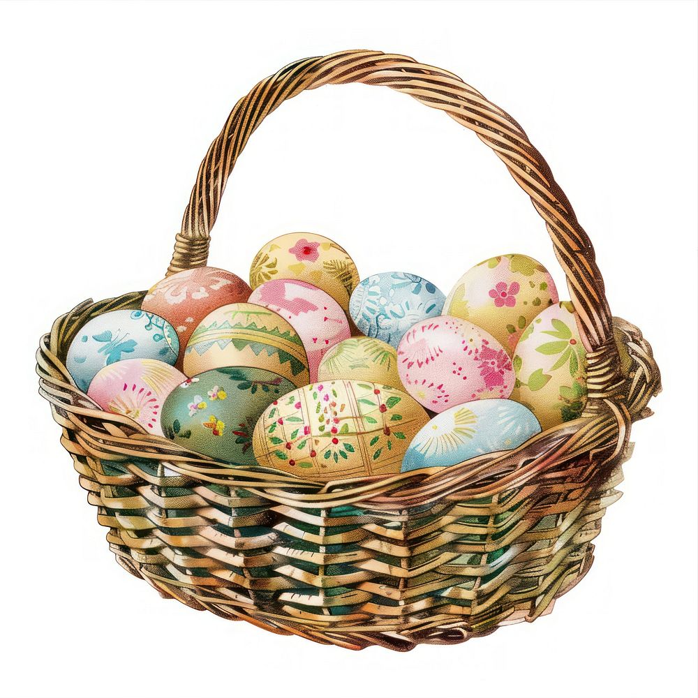 A basket easter eggs accessories traditional celebration.