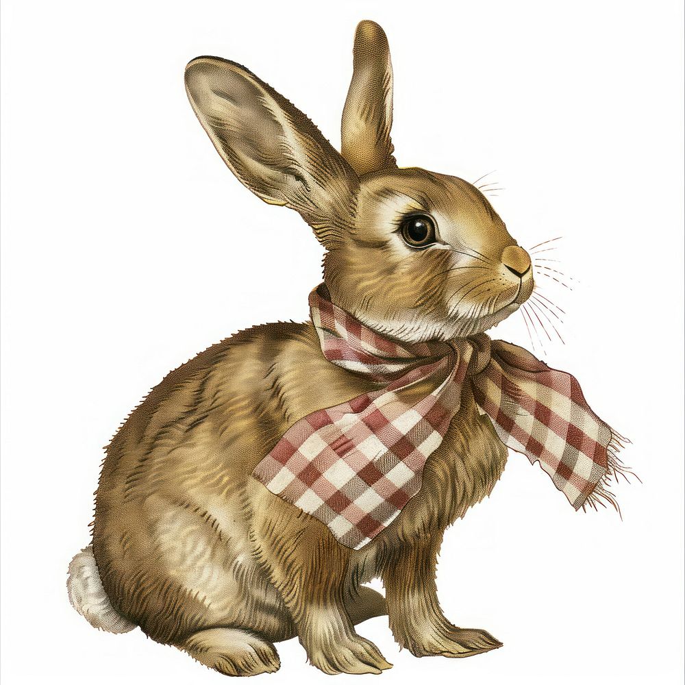 Vintage illustration of rabbit animal bunny checkered.