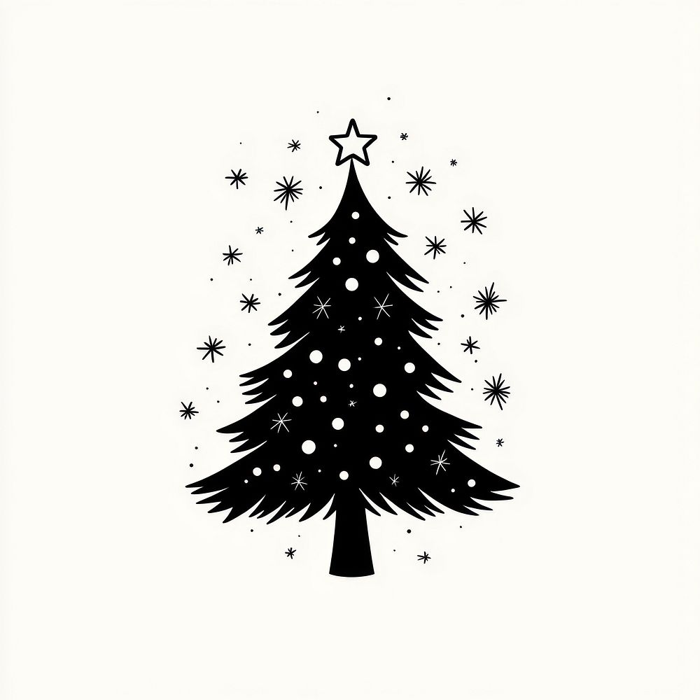 Christmas tree illustration minimalist design.