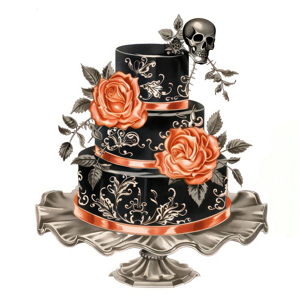 Gothic wedding cake gothic orange skull.