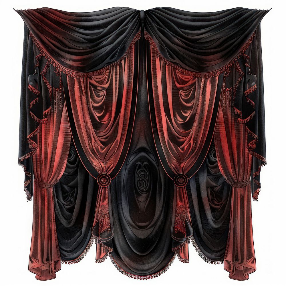 Gothic wedding curtains vintage stage red.