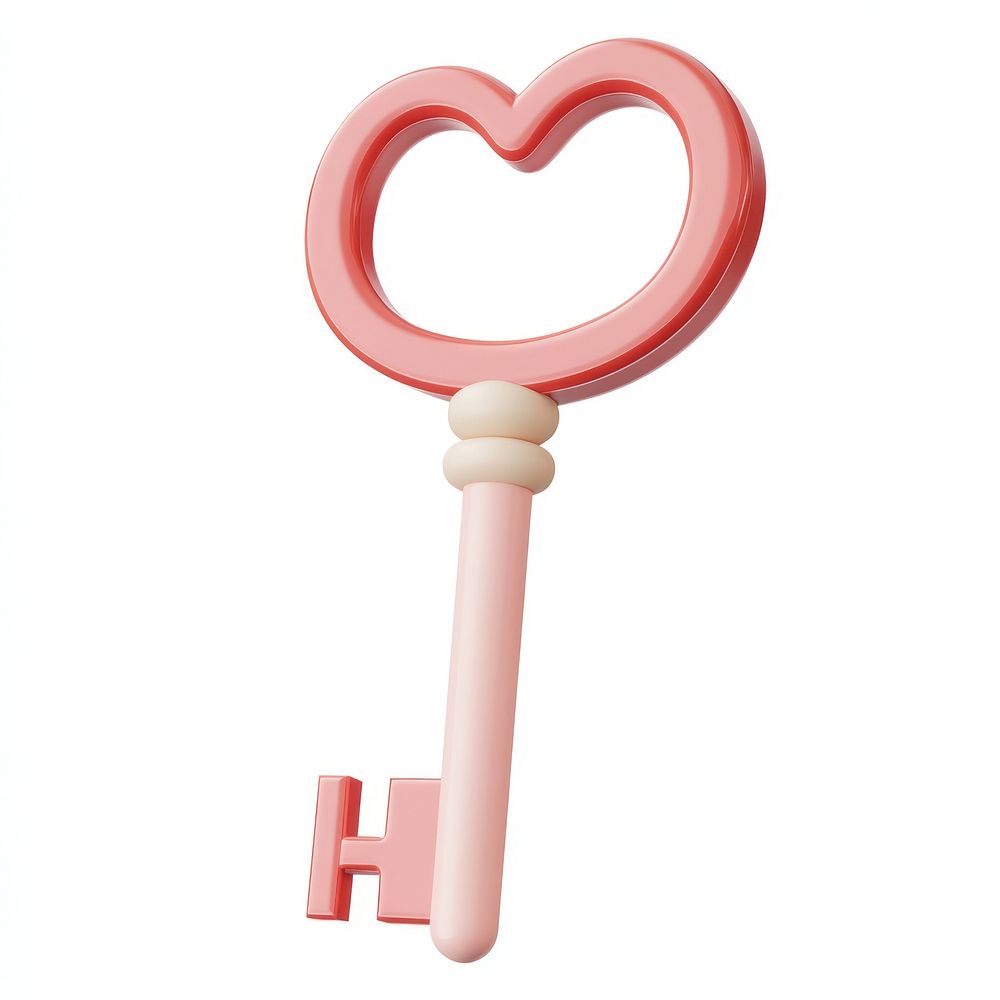 3d valentine key illustration heart pink.