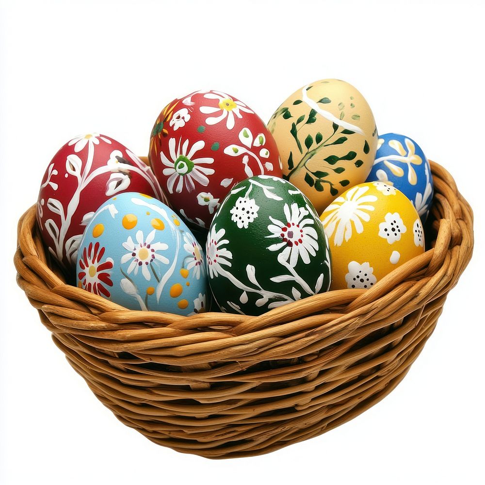 Easter basket eggs painted traditional.